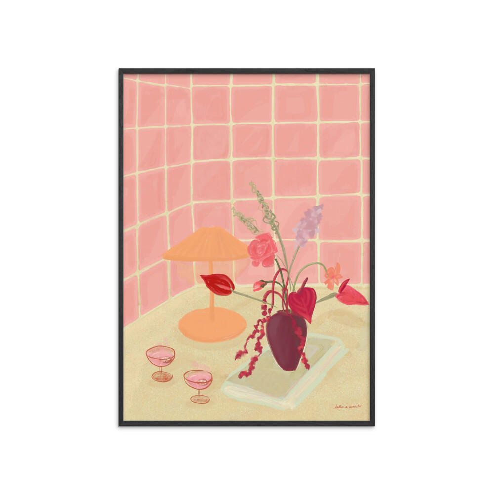 POSTER mit Rahmen Katharina Puritscher - Bubbly - Pink/Schwarz, Holz/Papier (70/100cm) - Poster&Frame