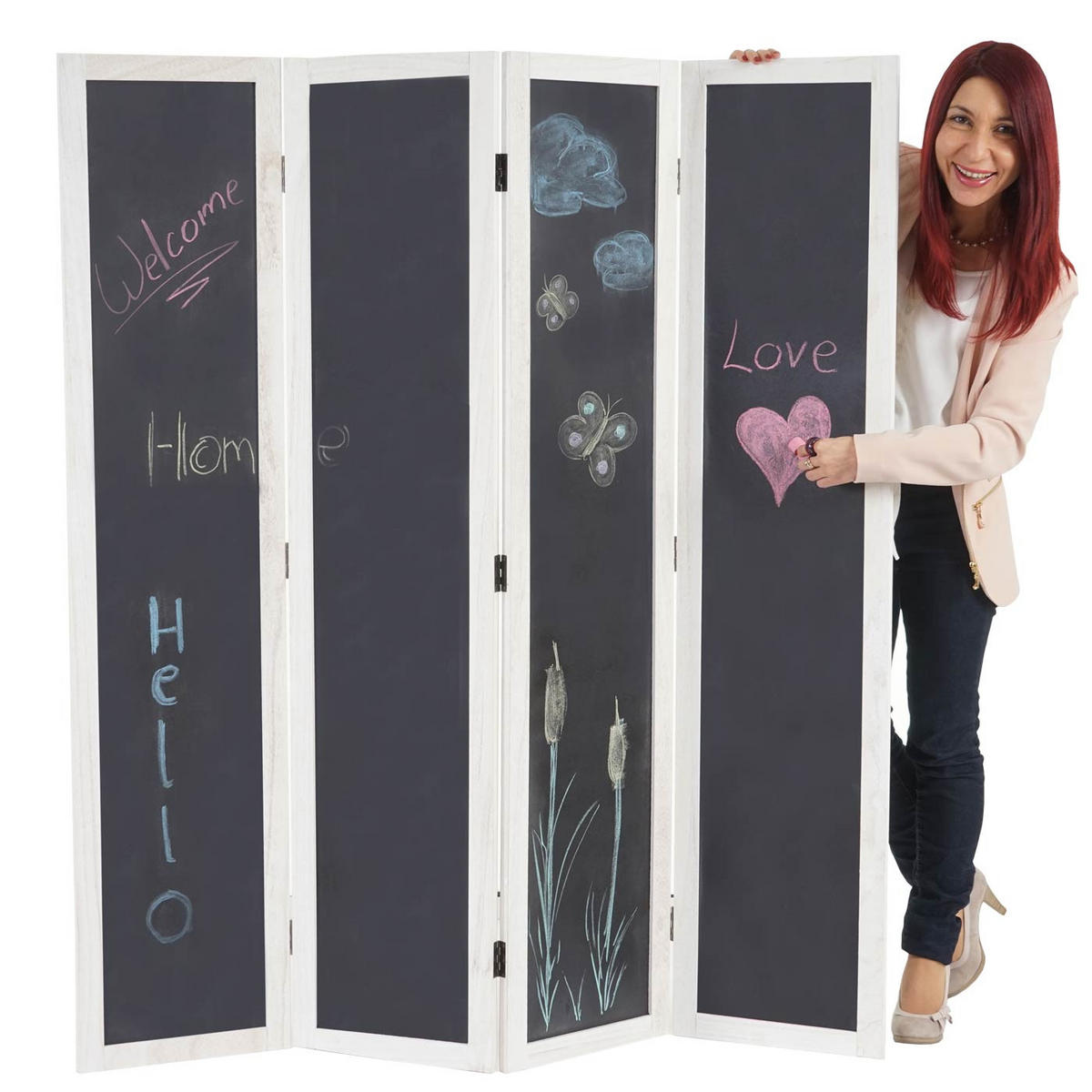 PARAVENT KREIDE Weiß - Weiß, Holz (137/155/2cm) - MCW