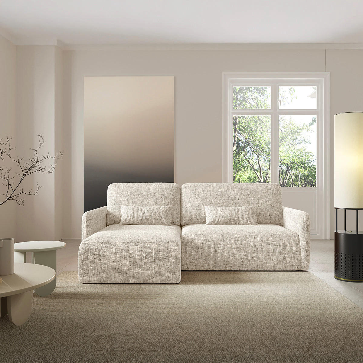 ECKSOFA Lazare 3 Sitzplätze Hellgrau - Grau, Holz (217/148cm) - Petits-meubles