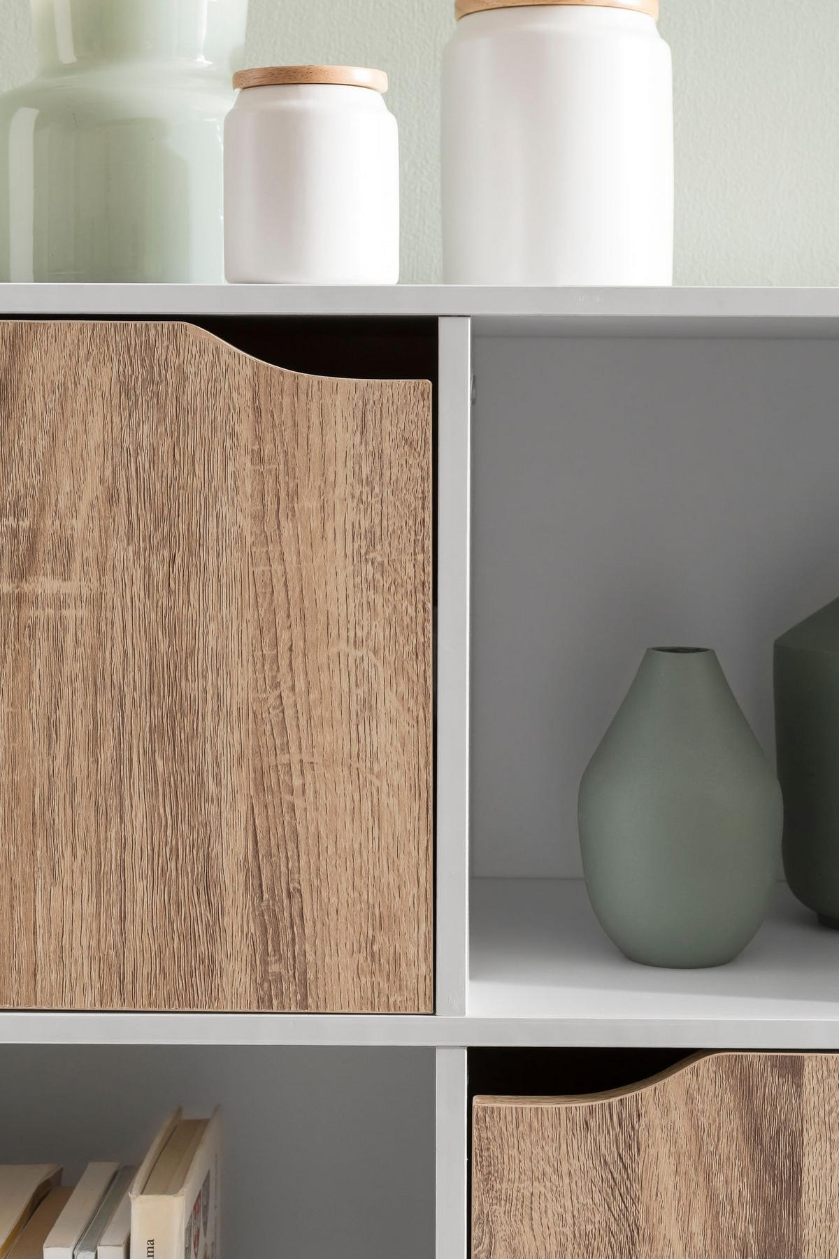 REGAL – Weiß/Sonoma, 89x91x29 cm, 9 Fächer, für Bücher und Deko - Schwarz/Weiß, Holz (89/91/29cm) - KADIMA DESIGN