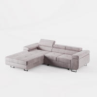 ECKSOFA VEMO CORE Links Hellrosa Velours-Stoff mit Schlaffunktion und Bettkasten - Pink, Holz/Metall (280/205cm) - Barchello