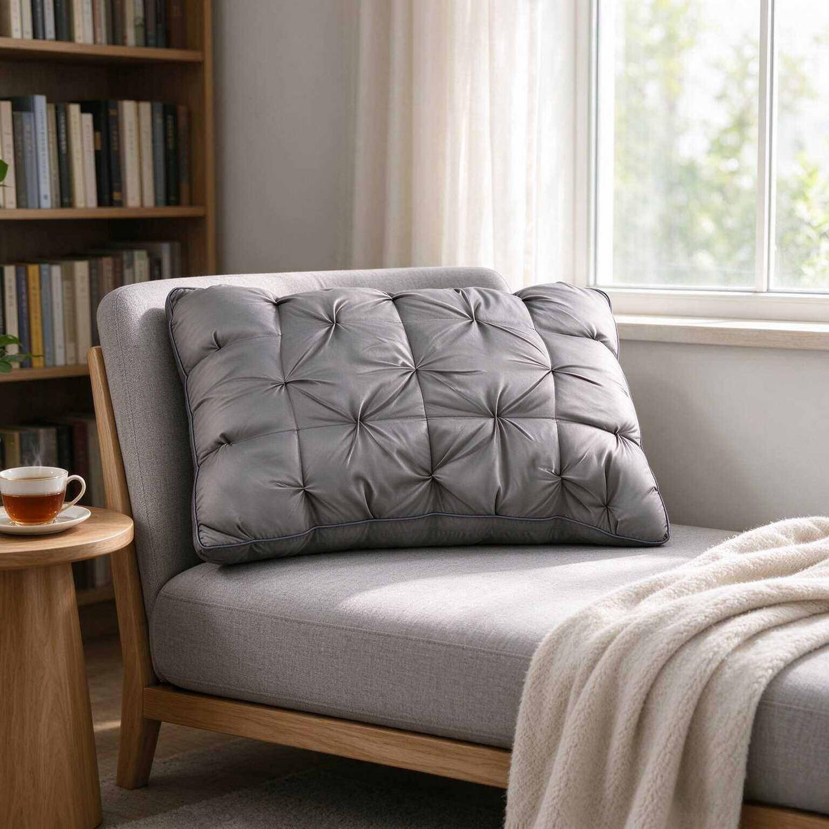 KISSEN – Hohes Kissen – 48 x 74 cm – Dunkelgrau - Dunkelgrau, Textil (74/48cm)