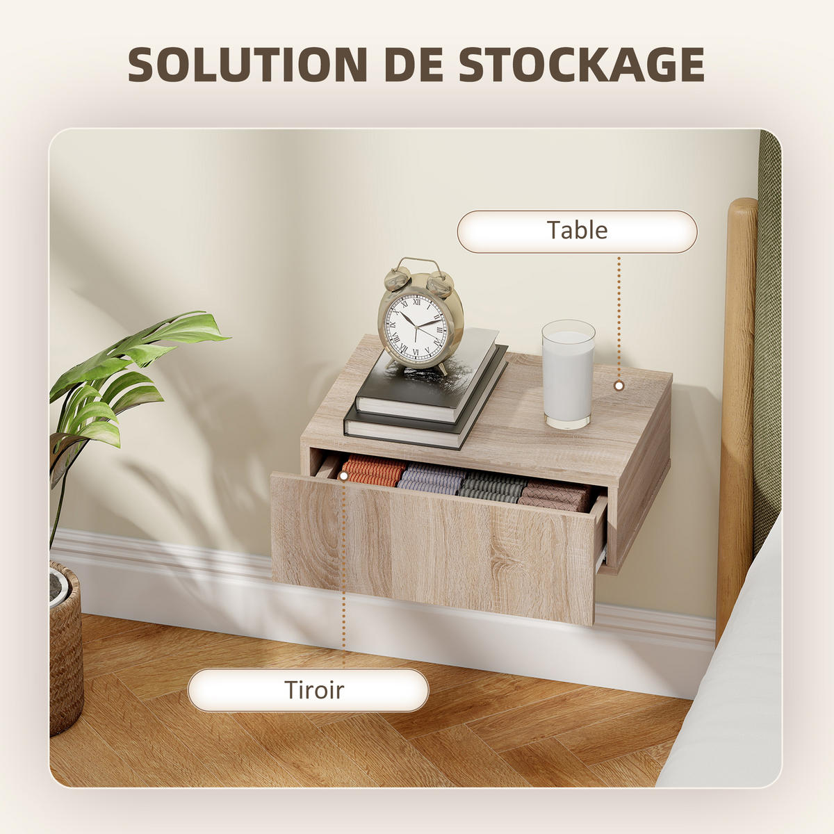 NACHTSCHRANK 2er-Set DE-12974 Schublade Eiche - Eichefarben, Holzwerkstoff (30/15/40cm) - ComfortXL