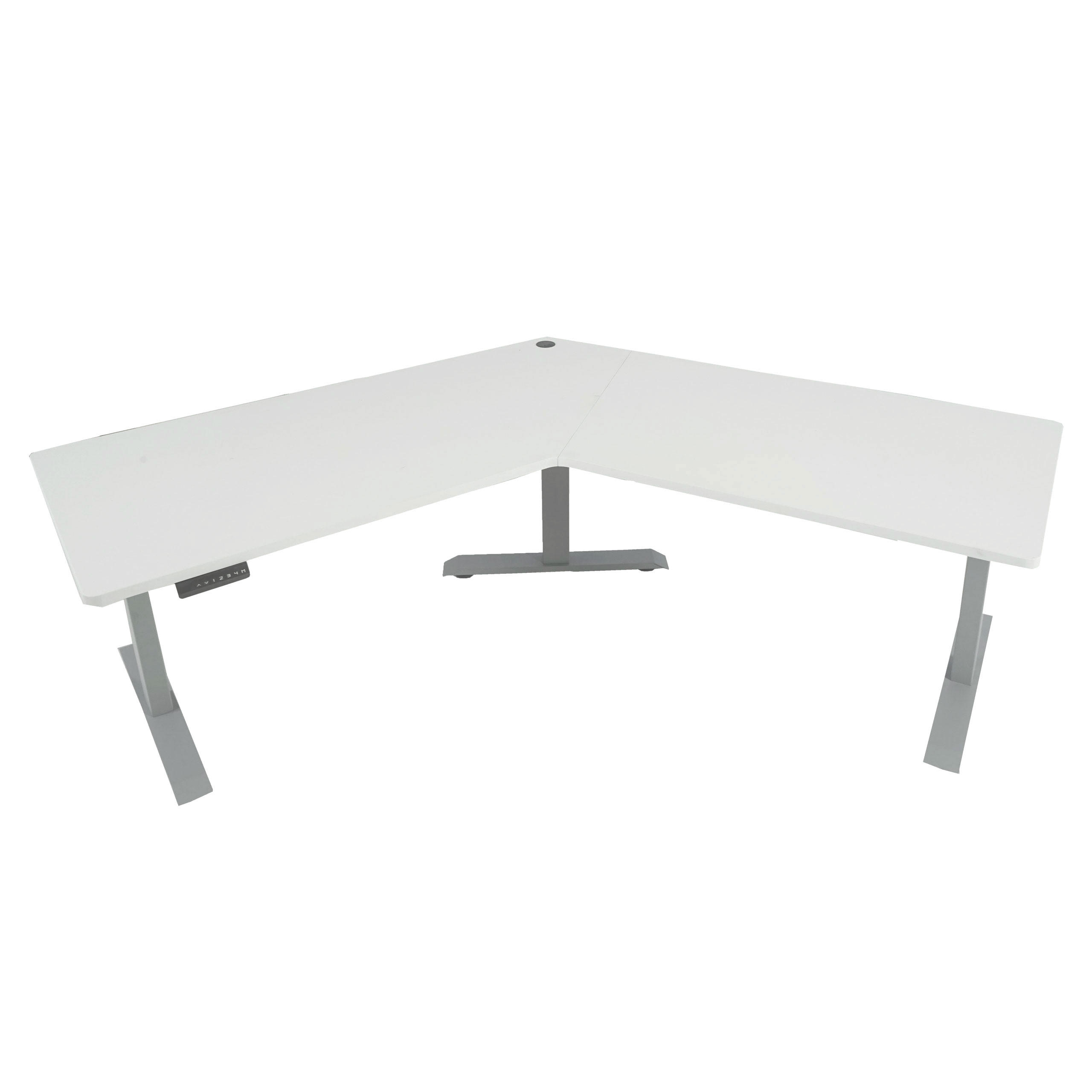 SCHREIBTISCH rechteckig Weiß, Grau - Weiß/Grau, Metall (75/257/121cm) - Jamb
