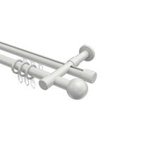 RUNDROHR-INNENLAUF-GARDINENSTANGEN-SET Prestige Luino 240 cm (geteilt in 2 x 120 cm), 2-läufig, 20 mm Ø Weiß - Weiß, Metall (240cm) - INTERDECO