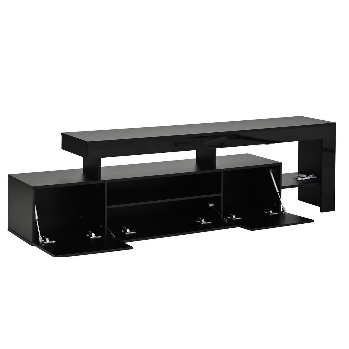 LOWBOARD DE-40375 3 Schränke mit LED und Hochglanz Schwarz - Schwarz, Holzwerkstoff (192/53/37cm) - ComfortXL