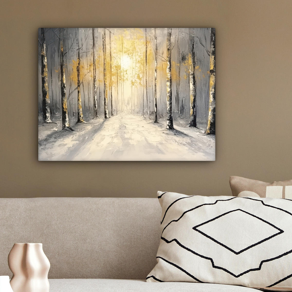 LEINWANDBILD Winter - Abstrakt - Schnee - Natur - Sonne 40x30 cm - Grau, Textil (40/30cm) - MuchoWow