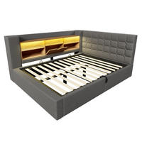 POLSTERBETT 140/190 cm Grau mit LED-Beleuchtung und Stauraum (Ohne Matratze) - Grau, Textil (140/190cm) - Oxeza