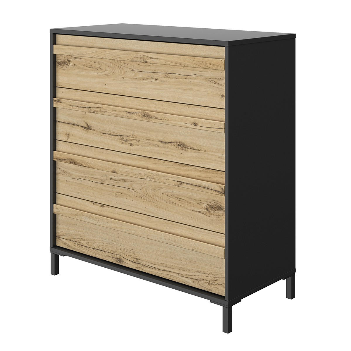 KOMMODE 4 Schubladen MIMIZAN - Französische Herstellung - 94/45/104 cm - Eichefarben, Holzwerkstoff (45/104/94cm) - Calicosy