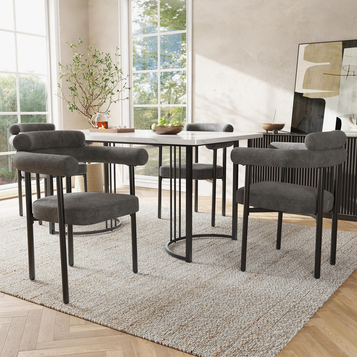 ESSZIMMERSTUHL 2-Tlg Dunkelgrau Wildleder, Bequemer Ringsitz - Dunkelgrau, Metall (70/84/62cm) - FLIEKS