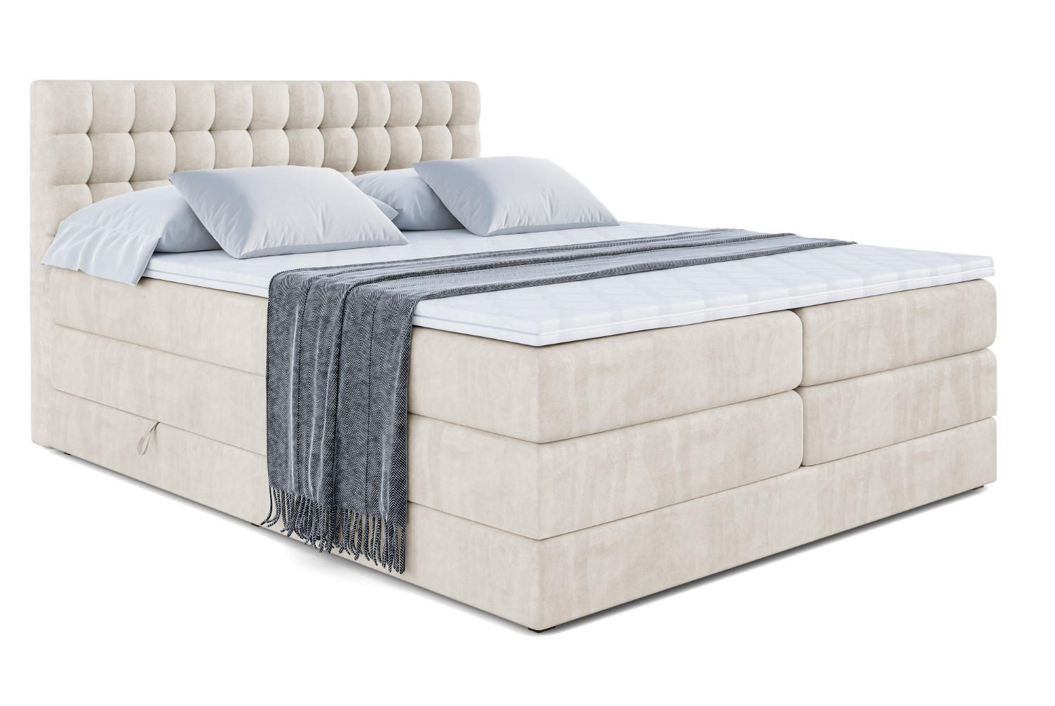 BOXSPRINGBETT VIONE KING - 120 x 200 - H3/H4 - Ecru - Ecru, Holzwerkstoff (120/200cm) - ALTDECOR
