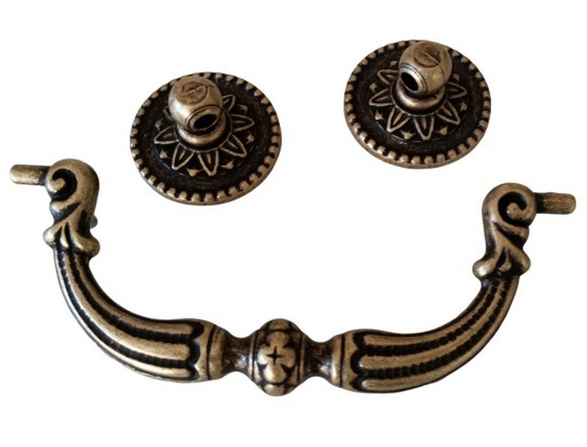 HÄNGEGRIFF Klappgriff Möbelgriff Altmessing Messing brüniert Landhausstil - Messingfarben, Metall (0.01/1/12.6cm)