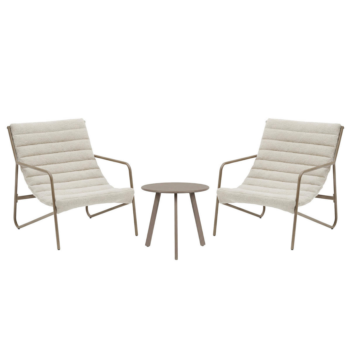 BALKONSET - 3-teilig - Stahl / Bouclé - Beige, Textil/Metall - home24