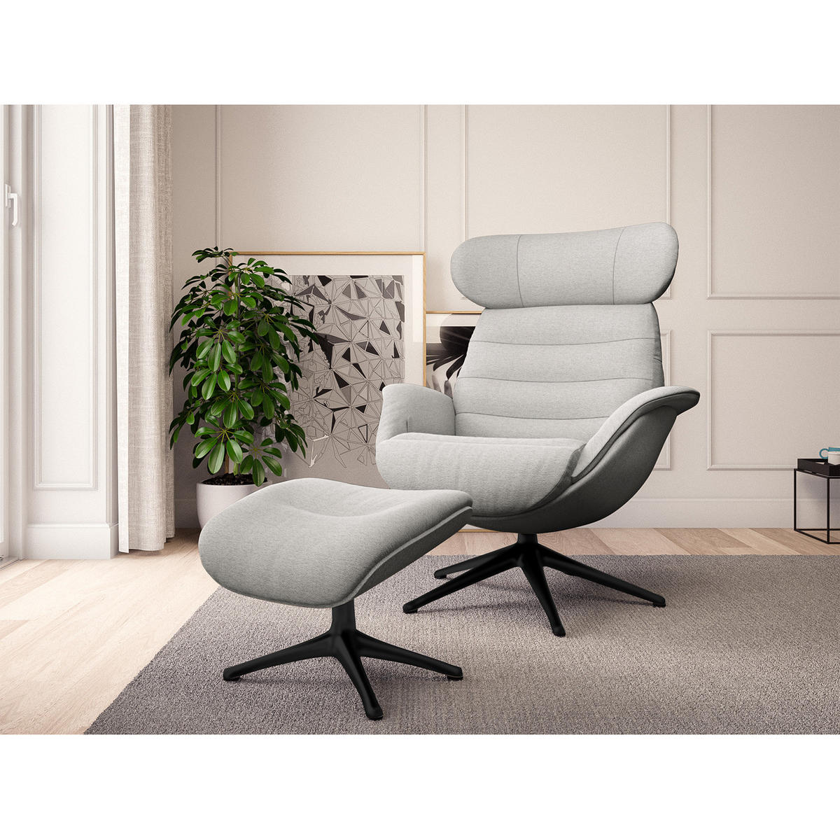 RELAXSESSEL - Hellgrau, Textil/Metall (90/107/90cm) - home24