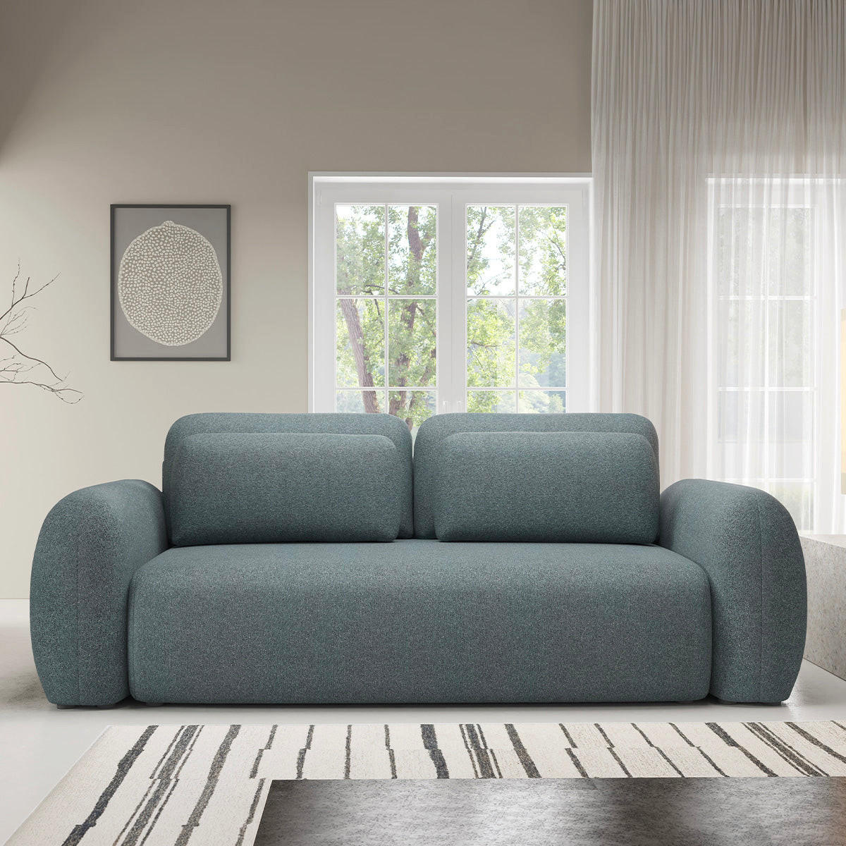 SOFA Carmela 3 Sitzplätze Blau - Blau, Holz (266/95/121cm) - Petits-meubles