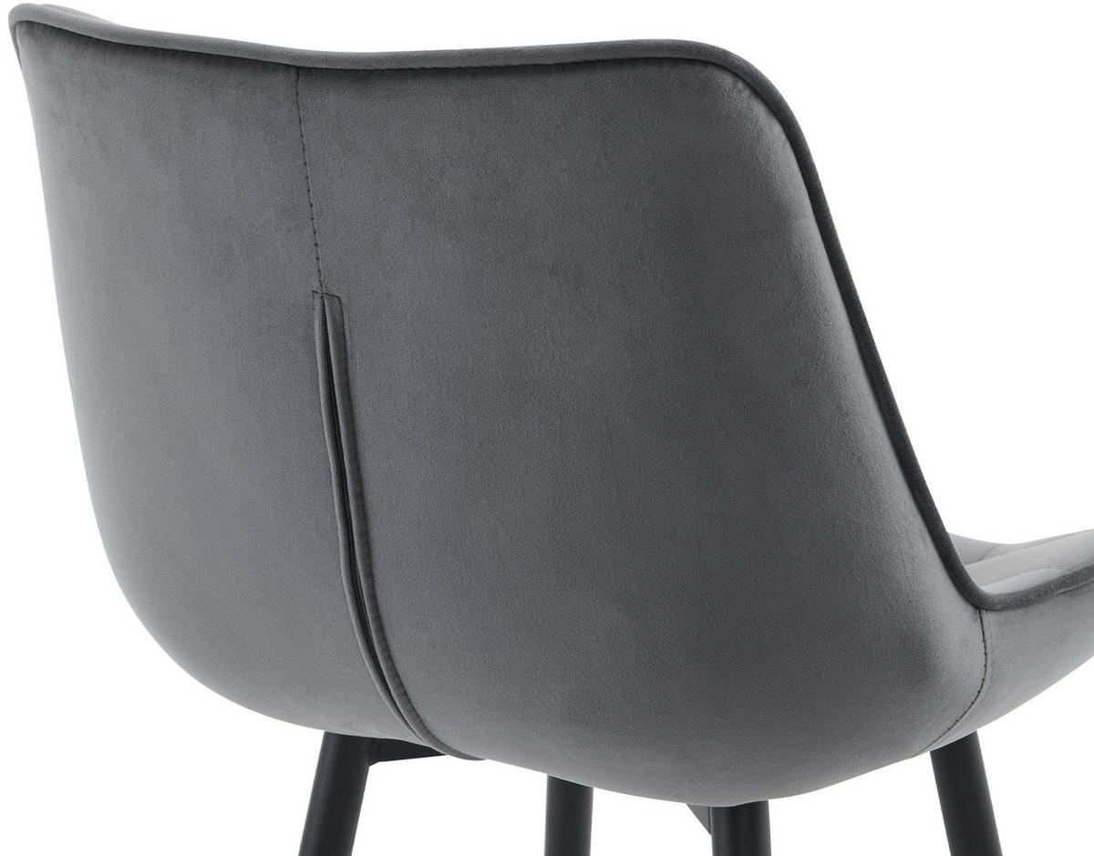BARHOCKER 2er Set Danton Samt dunkelgrau - Schwarz/Grau, Textil/Metall (47/106/52cm) - TPFLiving