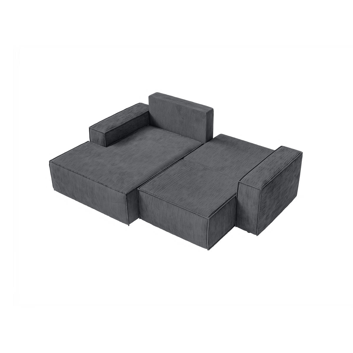 ECKSOFA KOKKO MINI mit Schlaffunktion, Anthrazit - Anthrazit, Textil (240/167cm) - Fedve