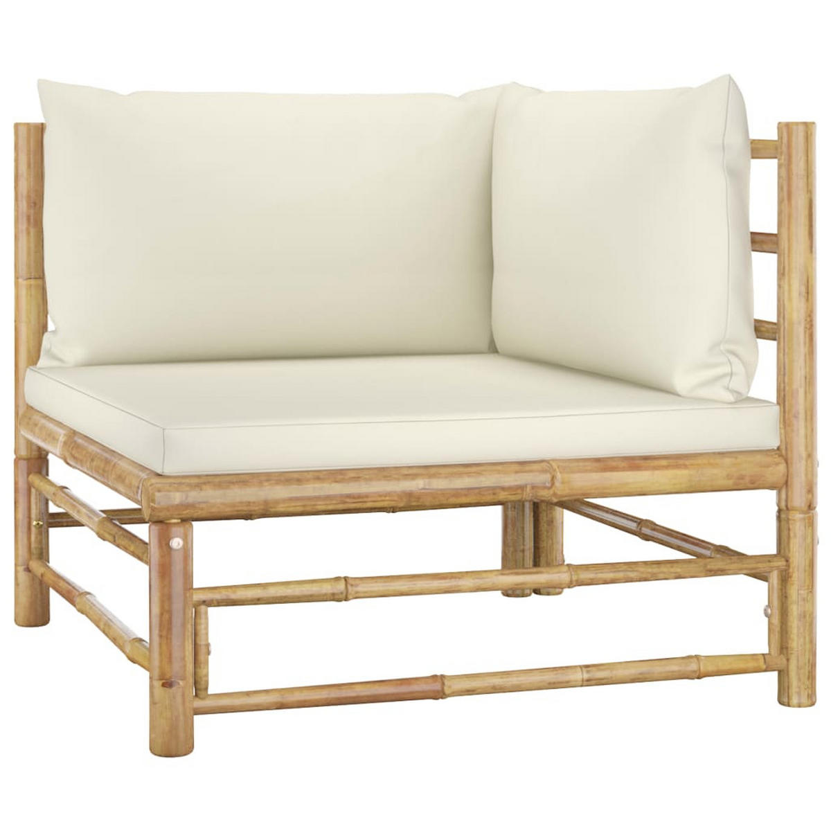 GARTEN-LOUNGE-SET 2-teilig Mit CremeWeißen Kissen Bambus - Creme/Naturfarben, Naturmaterialien/Textil - vidaXL