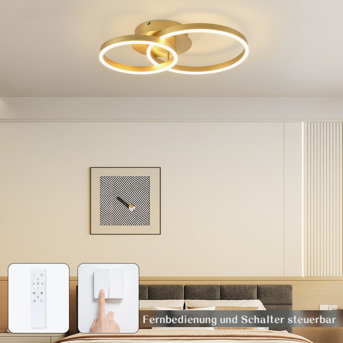 LED-DECKENLEUCHTE Macarthur 30/40/24cm - Goldfarben, Metall (40/30/24cm) - Nettlife