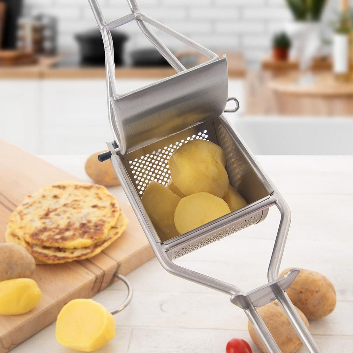 STAHL-KARTOFFELPRESSE 30 cm Silber - Silberfarben, Metall (9.5/30cm) - Orion 