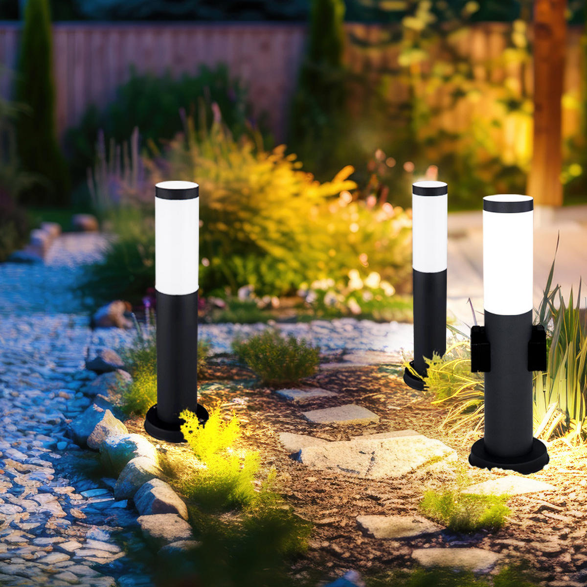 WEGELEUCHTE BOSTON Edelstahl Anthrazit 3er Set - Anthrazit, Metall (12.7/12.7/45cm) - Globo Lighting