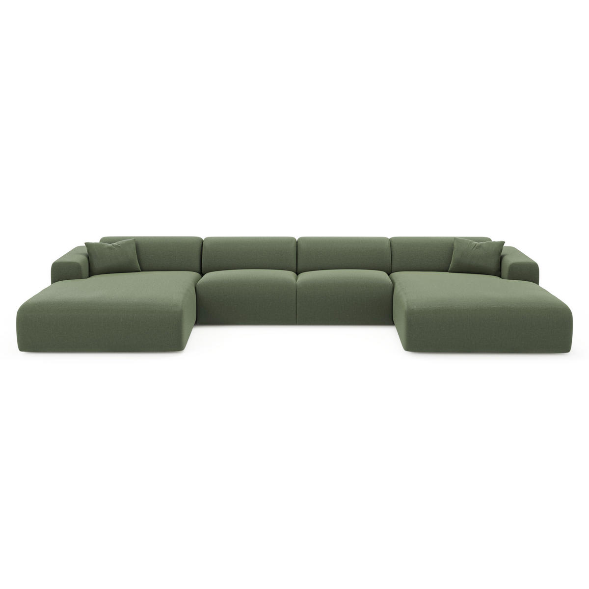 WOHNLANDSCHAFT Rastergewebe Olivgrün 356cm - Olivgrün, Textil (356/73/166cm) - Sia Home