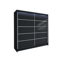 SCHWEBETÜRENSCHRANK Talin IV, mit RGB LED Beleuchtung - Silberfarben/Schwarz, Holzwerkstoff/Metall (180/215/58cm) - MIRJAN24