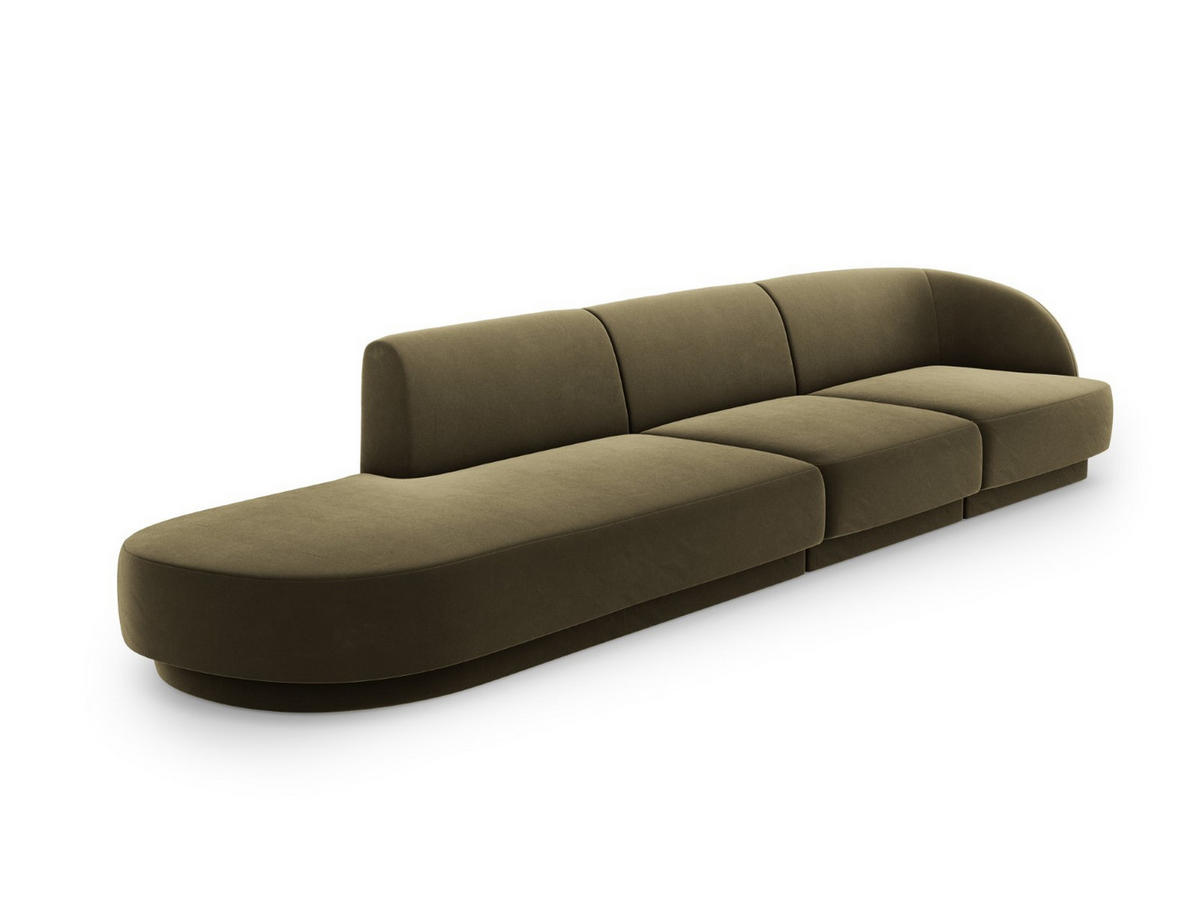 LINKES-SOFA Miley aus Samt grün 4 Sitzplätze - Grün, Textil (90/70/323cm) - Micadoni