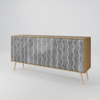 SIDEBOARD WAVES OF CONCRETE, Eicheneffekt, 164,5x42x77,5 cm, 3 Türen - Eichefarben/Buchefarben, Holzwerkstoff/Buchenholz (164.5/77.5/42cm) - SpaceRebels