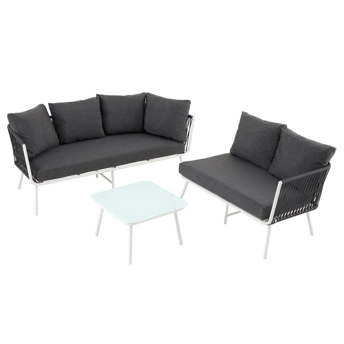 GARTENMÖBEL-SET JAKARTA - Weiß/Grau, Metall - IDIMEX