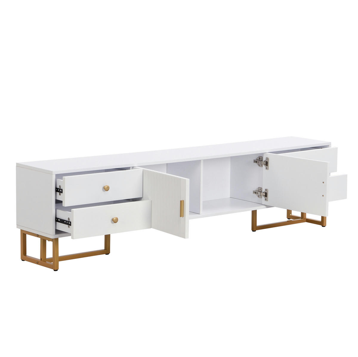 TV-LOWBOARD 175/30/46 cm mit 4 Schubladen und Soft-Close-Türen - Weiß, Holzwerkstoff (175/46/30cm) - BEAOK