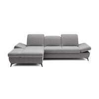 ECKSOFA FELICE L-S Hellgrau Geflochtener Stoff mit Schlaffunktion - Hellgrau, Holz (284/166cm) - MASSENO