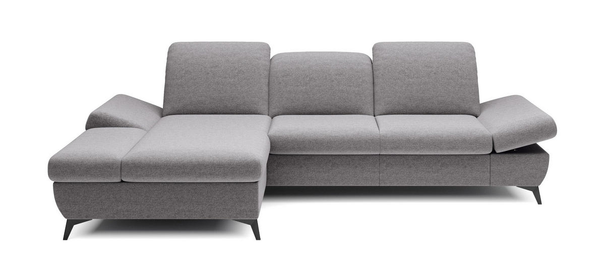 ECKSOFA FELICE L-S Hellgrau Geflochtener Stoff mit Schlaffunktion - Hellgrau, Holz (284/166cm) - MASSENO