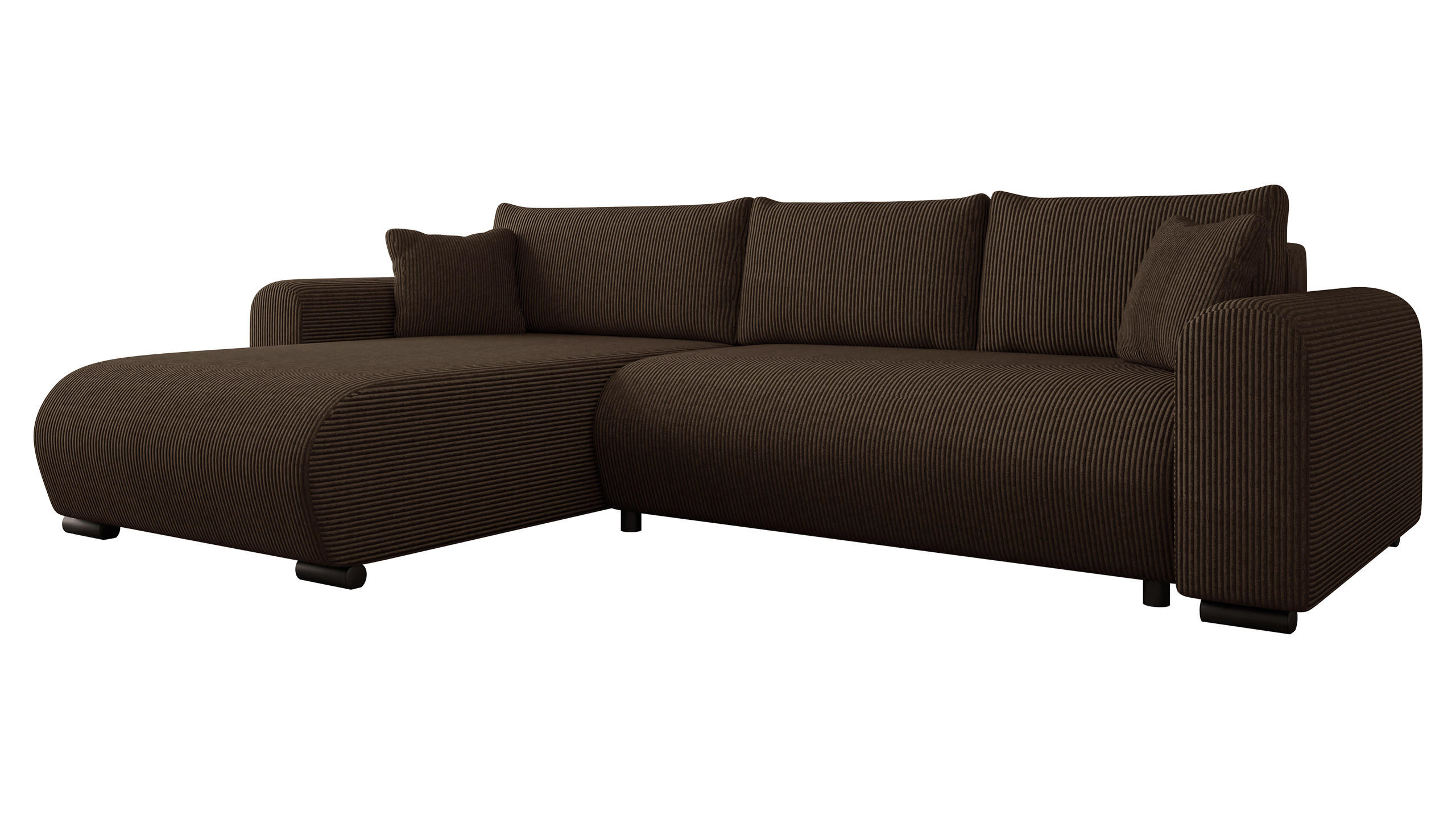 ECKSOFA Merkos Cord - Dunkelbraun/Schwarz, Holz/Textil (285/188cm) - MIRJAN24