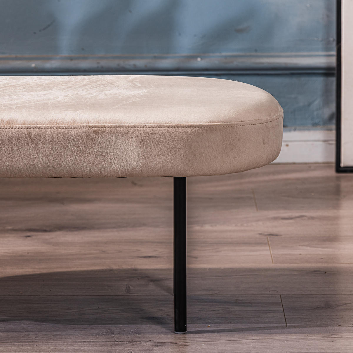 SITZBANK Samt Beige - Beige, Textil (100/38/35cm) - Nordlys