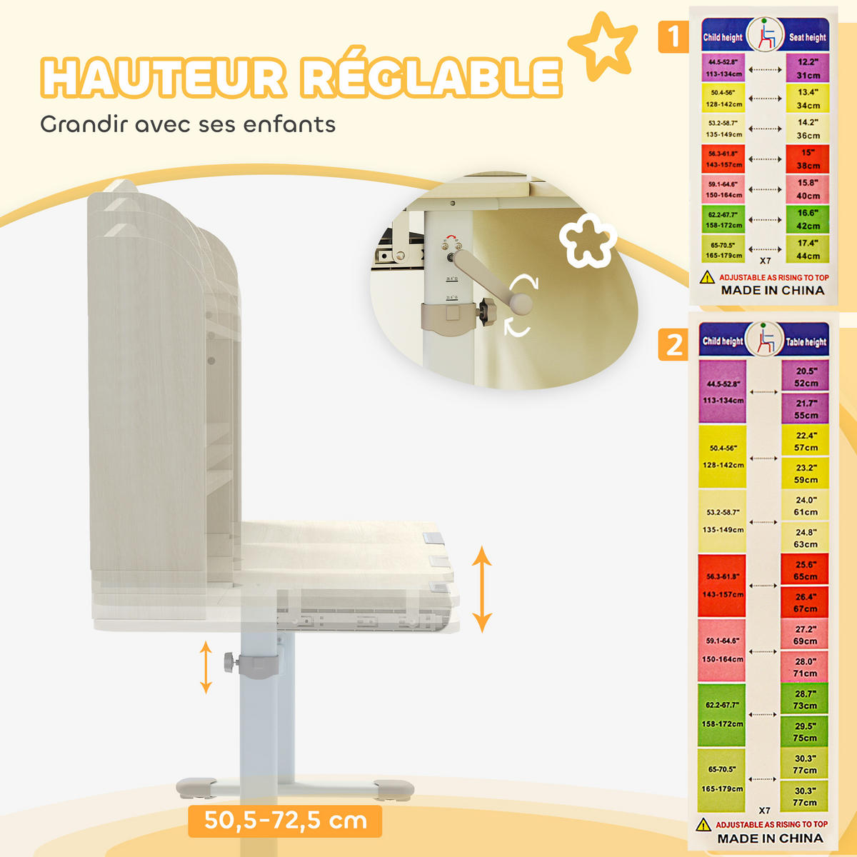 KINDERSCHREIBTISCH DE-17550 Naturholz - Naturfarben, Kunststoff (80/130.5/51cm) - ComfortXL