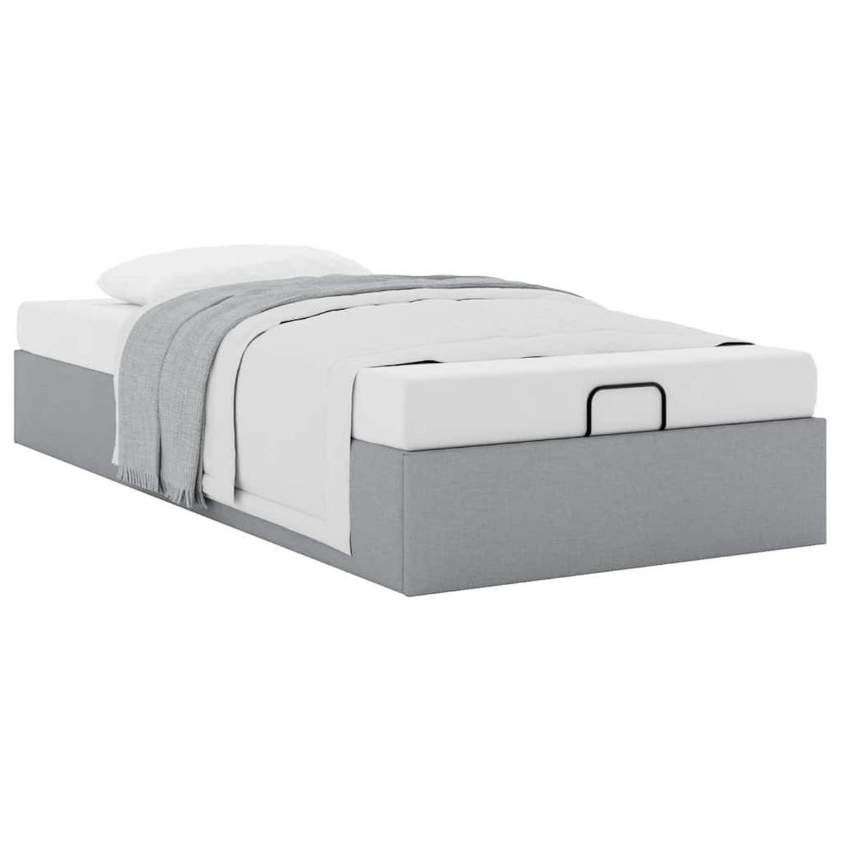 OTTOMAN-BETT Ohne Matratze Hellgrau 100/200 Cm Stoff - Grau, Holzwerkstoff (100/200cm) - vidaXL