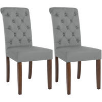 STUHL 2er Set Samt grau - Walnussfarben/Grau, Holz/Textil (45/98/63cm) - CLP