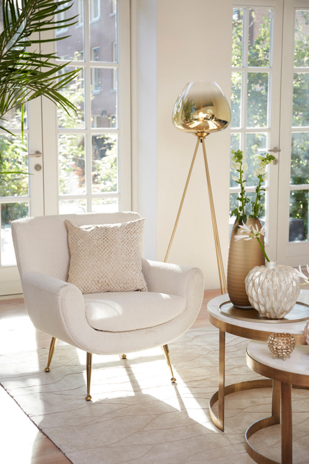 STEHLEUCHTE Mayson Gold Ø42/146 cm - Goldfarben, Glas (42/42/146cm) - Light & Living