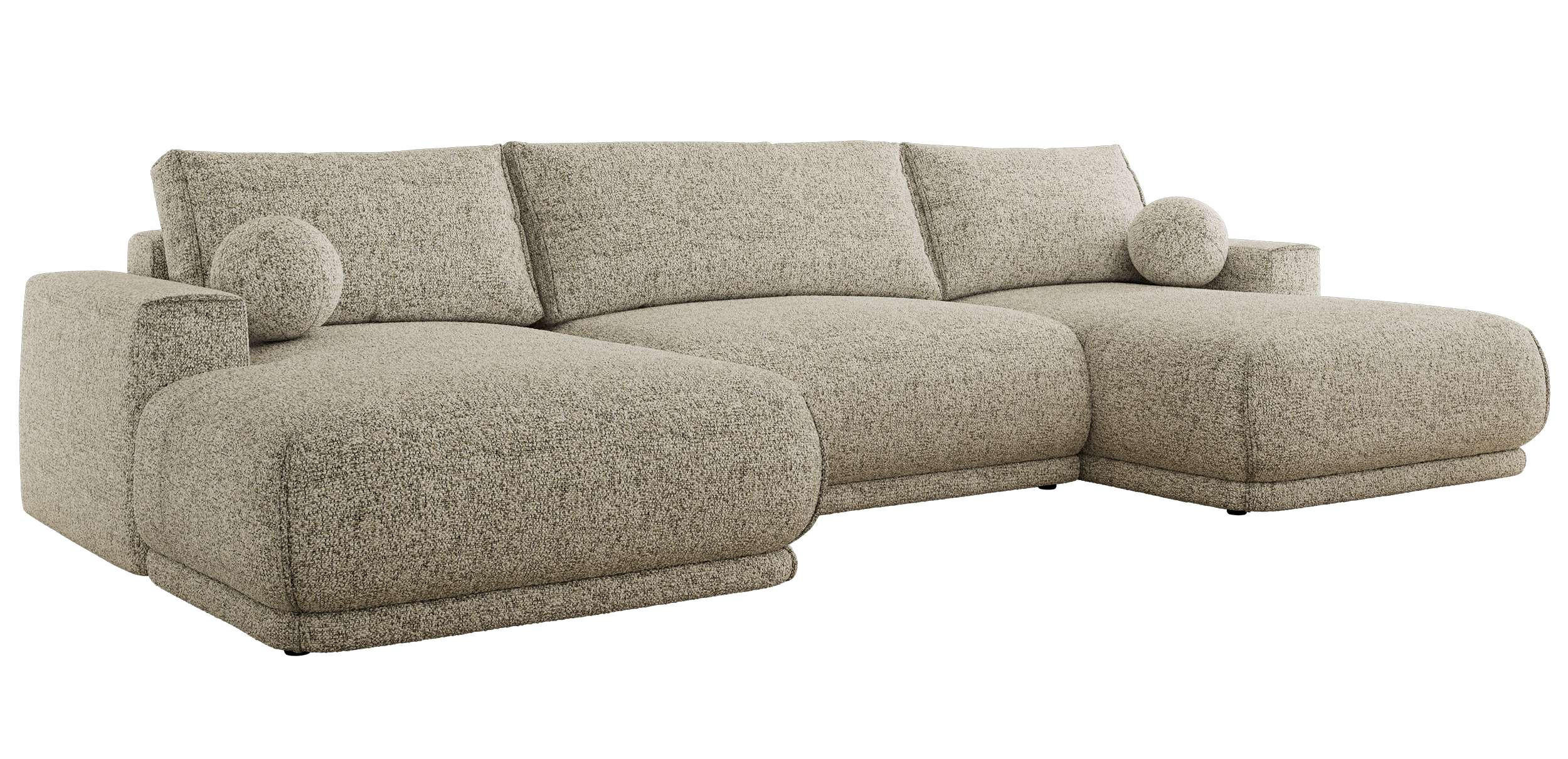WOHNLANDSCHAFT RINA U Beige Strukture - Beige/Schwarz, Kunststoff/Textil (360/85/170cm) - MKS