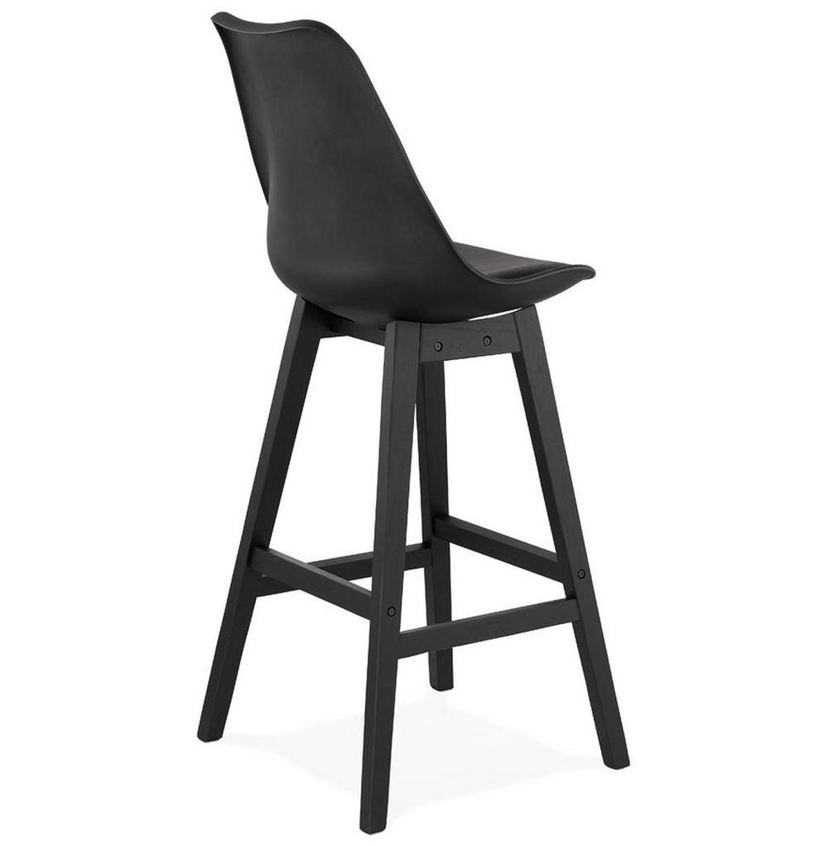BARHOCKER Kunstleder Eichenholzbeine Sitzhöhe 75cm Skandi-Stil MIRANOX, Schwarz 56x48x112 cm - Schwarz, Eichenholz/Kunststoff (48/112/56cm) - KADIMA DESIGN