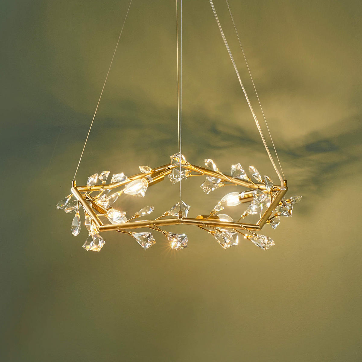 HÄNGELEUCHTE Solarana, Messing, 63cm - Goldfarben, Glas (63/63/10cm) - KOSILUM