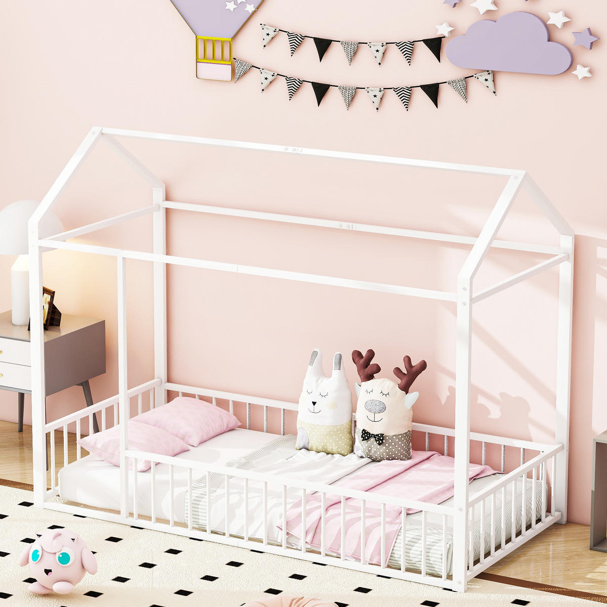 FOTOLIU PUF ergonomic din chenille și spumă cu memorie - alb, metal (204/170.5/94cm) - Urban Meuble