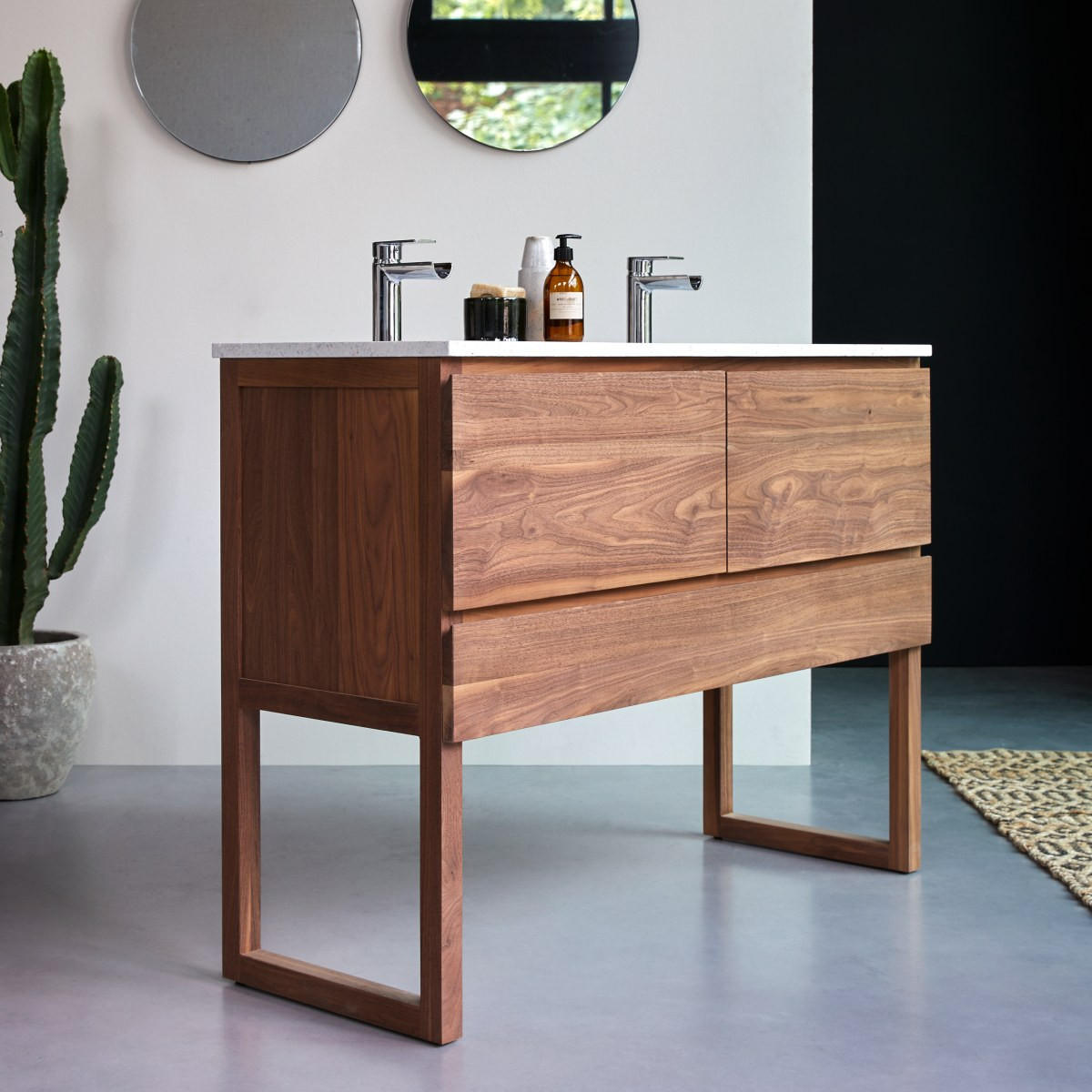 BADEZIMMERMÖBEL Edgar Beige aus Walnuss - Beige, Holz (120/90/46cm) - Tikamoon
