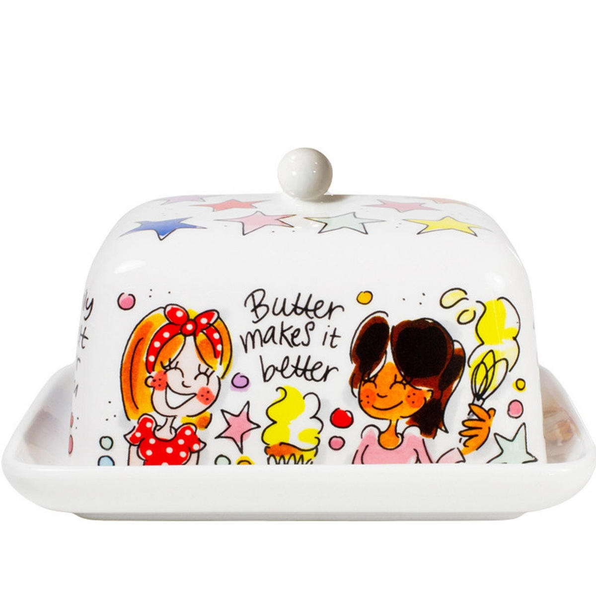 BUTTERDOSE Butter macht alles besser in Bunt - 16 x 11 x 10cm - Multicolor, Keramik (11/10/16cm) - Blond Amsterdam