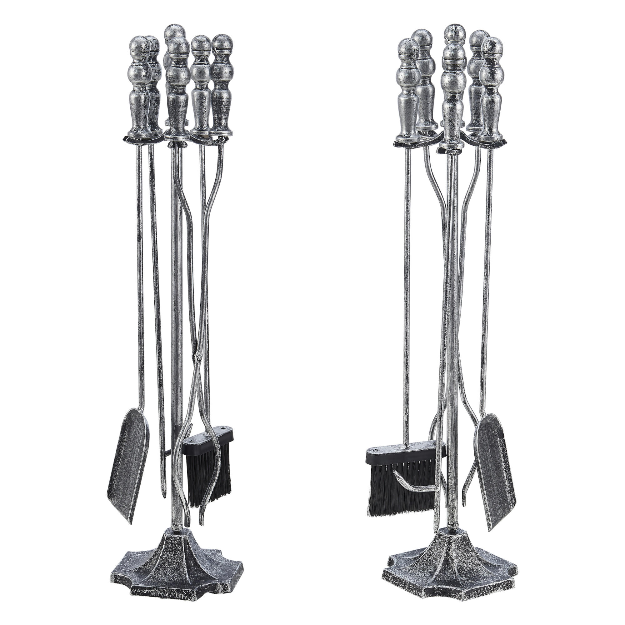 KAMINBESTECK-SET 5 TLG. Dovre - Silberfarben, Metall (17.5/80/17.5cm) - [en.casa]