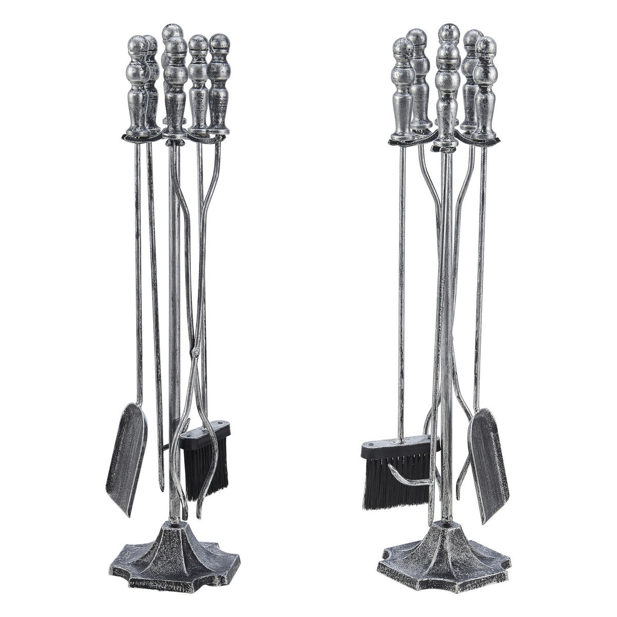 KAMINBESTECK-SET 5 TLG. Dovre - Silberfarben, Metall (17.5/80/17.5cm) - [en.casa]