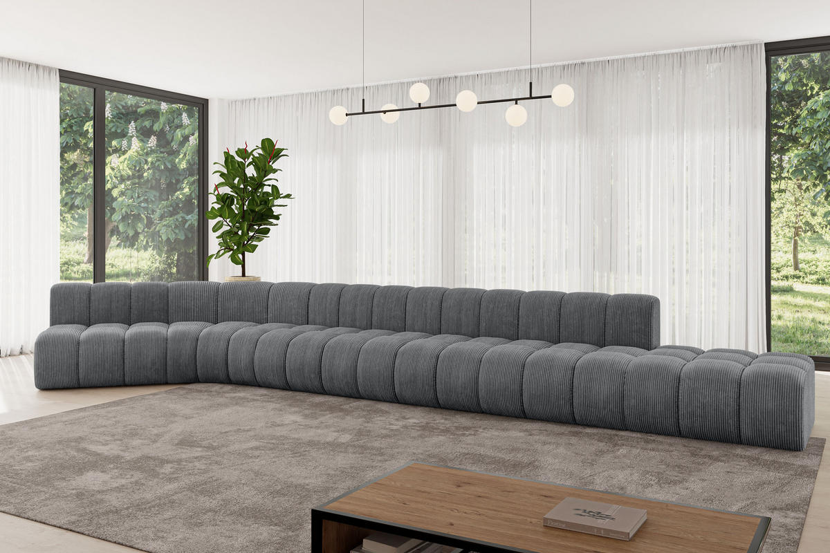 ECKSOFA modulares Sofa Brilo-L3 - 562x174x70 cm Dunkelgrau - Dunkelgrau, Holzwerkstoff/Textil (562/174cm) - ALTDECOR
