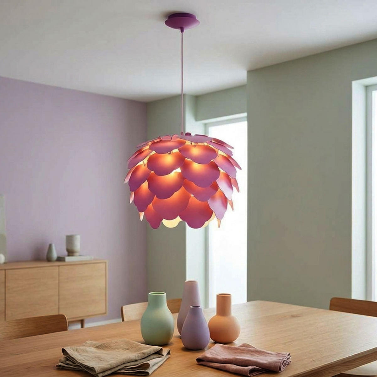 LED HÄNGELEUCHTE FILETTA Stahl Lila - Lila, Metall (42/42/110cm)