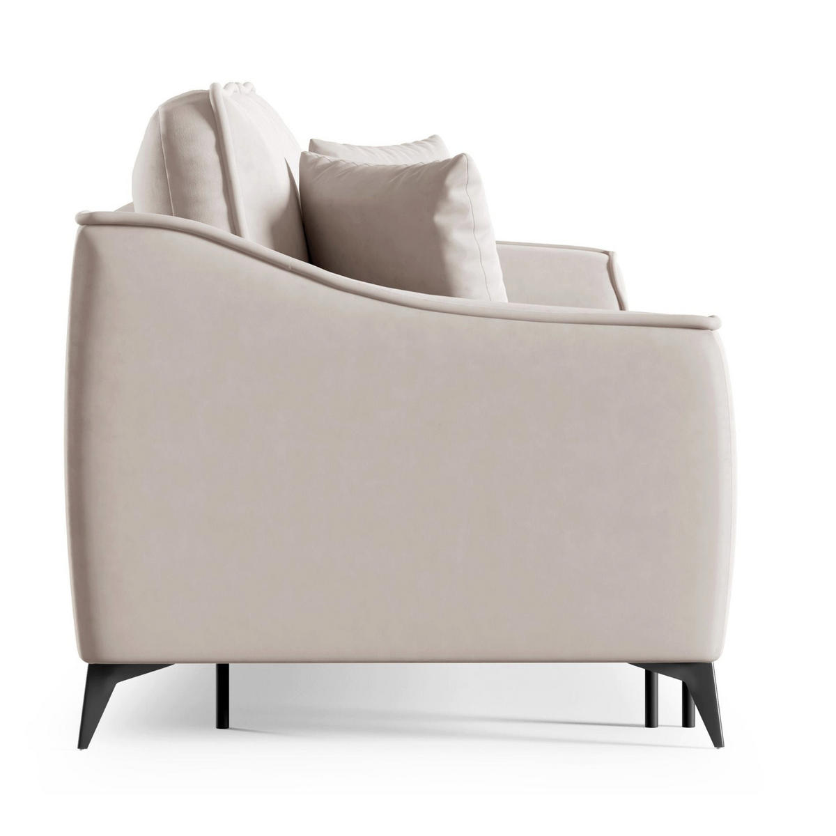 3-SITZER SCHLAFSOFA Louisos Samt Hellbeige - Ecru/Schwarz, Textil/Metall (249/100/100cm) - Selsey